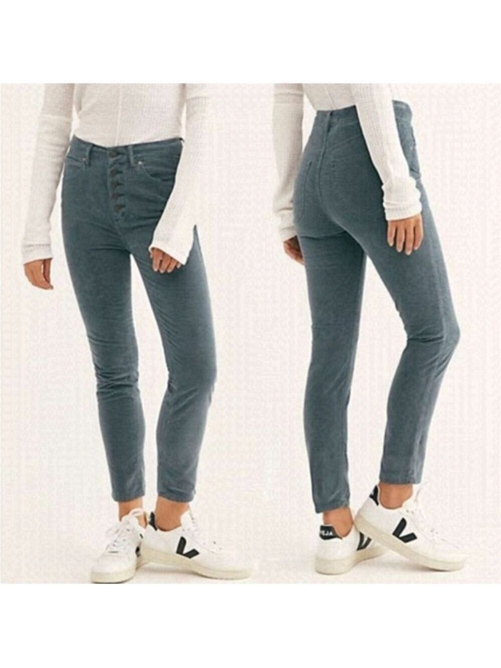 Free People We the Free Sun Chaser Corduroy Pants Button Fly High-Rise Size 28